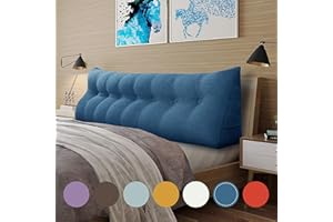 VERCART Keilkissen Bett Großes Rückenkissen Bett Kopfteil Bequemes Lesekissen für Bett und Sofa 2 in 1 Rückenlehne und Kopfkissen Couchkissen Langes XXL Lendenkissen Leinen 200cm Blau