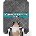 Conlun Cat Litter Mat Litter Trapping Mat, 61 x 43 cm Cat Litter Tray Mat, Premium PVC Grid Mesh Scatter Control Design Litter Box Mat, Waterproof Urine Resistant Material, Easy to Clean, Grey