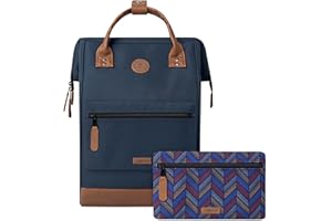 CABAÏA CABAIA - Sac à Dos Adventurer Chicago - Maxi 23L - Déperlant - Compartiment Ordinateur Portable 15" - 2 Poches - Certifié Vegan - Sac Voyage, Affaires, École pour Homme et Femme - Bleu