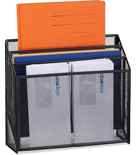 Portadocumenti Verticale Mind Reader - Set Di 2 Organizer Metallo Rete Per Scrivania Nero - Foto 13