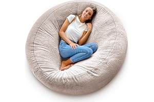 Aiire Pouf Gigante Morbido - Puff Poltrona a Sacco o Bean Bag con Imbottitura per Decorazione della Camera da Letto - Puffo per Sedersi XXL, Pouffe da salotto - Puf Beige XXXL
