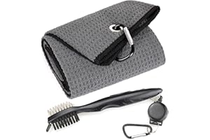 Mile High Life Toalla de Golf de Microfibra Triplemente doblada Kit de Herramientas de cepillos