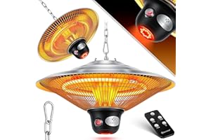 KESSER® Calefactor radiante de techo con mando a distancia, Calefactor de patio, Infrarrojo, calefactor, radiador infrarrojo, radiador de calor, patio, radiador de cuarzo, potencia: 1500W