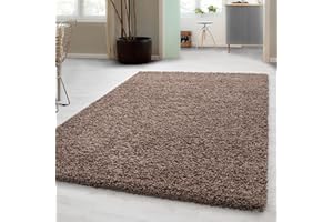 ‎CARPETSALE24 Carpetsale24 Teppich Wohnzimmer 140 x 200 cm Mokka Shaggy Hochflor Einfarbig Modern Design - Flauschiger Teppich Schlafzimmer und Küche Extra Weich Pflegeleicht in 22 Farben - Teppich Langflor