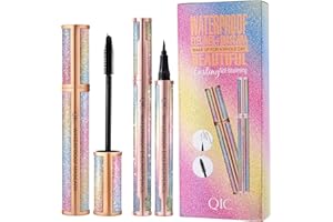 ONLYOILY Ciglia Sensazionali Intense Nero Mascara ExtraVolume, Effetto Volumizzante + Eyeliner waterproof, liquido nero, impermeabile, antisudicio (01)