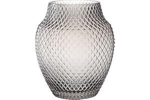 LEONARDO HOME Leonardo Poesia Tisch-Vase, handgefertigte Deko-Vase in Grau, bauchige Blumen-Vase, Kerzen-Halter aus Glas, großes Windlicht, 22,5 cm hoch, 018673