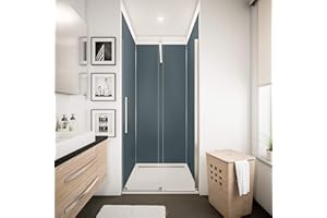 Schulte lot 3 panneaux muraux 90x210 cm + 5 profilés (2x finition, 1x extension, 2x angle), revêtement salle de bain douche, épaisseur 3 mm, couleur anthracite, livré avec adhésif double face