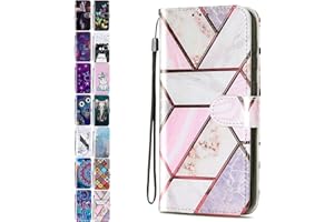 ACOVER Leather Phone Case for Huawei P20 Lite Pattern Print Design Flip Wallet Cover with Card Slots Holder for Girls Boys - Marble Lattice