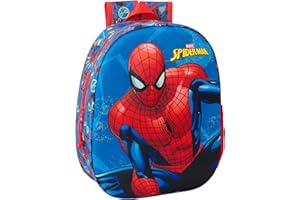 Safta SPIDERMAN 3D - Sac à dos d'école, avec design 3D, adaptable au chariot, idéal pour les enfants de différents âges, confortable et polyvalent, qualité et résistance, 27 x 10 x 33 cm, bleu marine