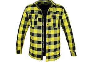 ALPHA SPEEDS Motorcycle Shirts Biker Shirt Jacket Waterproof & Windproof Motorcycle Checked Shirt with Protectors Jacket Flannel Lumber Aramid