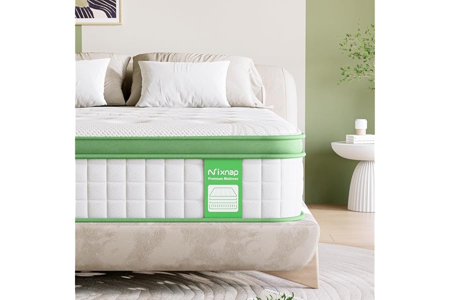 NIXNAP Mattress Double 4FT6, 10 Inch Hybrid Mattress, Gel Memory Foam & Individually Pocket Springs, 9-Zone Orthopaedic, Medium Firm Mattresses for Pressure & Back Pain Relief, 135x190x25 cm