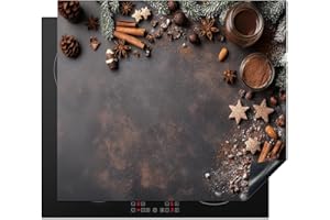 KitchenYeah© Protege Couvre Plaque De Cuisson Décoration Cuisine Tapis Protection Protecteur Induction 60x52 cm Cannelle - Noël - Marron - Bronze