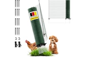 horizont Begrenzungszaun FIX, mobiler Zaun 65 cm hoch, 15m lang, engmaschig, 9 Pfähle, Welpenzaun, Beetschutz, Gartennetz, Campingzaun, Absperrzaun, Steckzaun