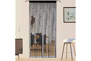 QIBOYUYE Beaded Door Curtain Fly Screen for Doors Window String Curtains Room Dividers Doorways Panel Living Bedroom Closet Drapes (Black, 200x200cm)