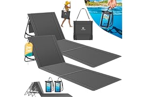 KESSER® Lot de 2 Matelas de Plage Pliables avec Dossier réglable, Sangle de Transport, Sac étanche & Rangement - Chaise Longue Pliable pour la Plage, Le Jardin & la terrasse pouvant Supporter 130 kg