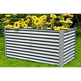 OUTFLEXX Hochbeet aus hochwertiger Zinkalume in Silber, ca. 180x90x84 cm, Gemüse-, Kräuter- und Blumenbeet, erhöhtes Hügelbee