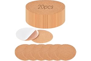 Nogeqi 20 sottobicchieri autoadesivi in sughero, rotondi, 10 cm, da incollare, rotondi, in sughero, per casa, ristorante, ufficio, sottobicchieri fai da te
