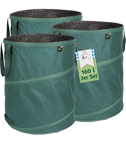 Sacs De Jardin Pop Up TTL Garden - Lot De 2 - 170L, Double Fond Renforcé - Oxford 600D - Auto-portants