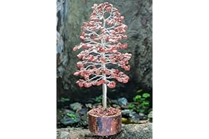 CROCON Red Jasper Chakra Tree of Life - Crystal Tree for Positive Energy, Feng Shui Decor - Handmade Gemstone Tree, Good Luck Money Bonsai, Red Healing Crystals, Meditation Stone, Spiritual Mystical Gift