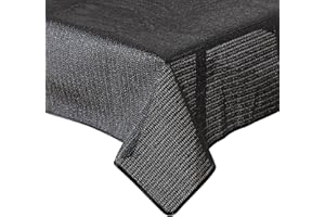SCHWAR TEXTILIEN Gartentischdecke Tischdecke Weichschaummaterial rutschfest wetterfest 6 Farben (Schwarz, 130x220cm eckig)