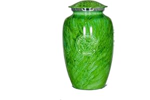 Hind Handicrafts Apollonia Green Faux Marble Finish Cremation Urn for Human Ashes - Adult Funeral Urn Handcrafted - Large Burial Urn for Human Ashes (7.5" x 7.5" x 9.5"- 200lbs or 91kg - BAG Included)