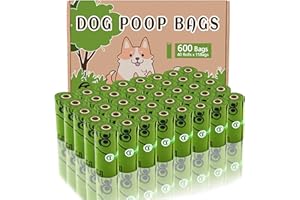AiTodos® 600 Hundbajspåsar, 31x22cm, Grön, PE Material, 40 Rullar | Läckagefri, Extra Tjock, Slitstark, Sött Hundmönster, Oparfymerade, Lätt att Riva av, Passar Standardhållare, För Alla Hundar