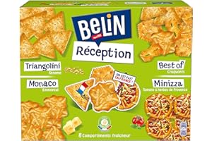 Belin Réception - Assortiment de Biscuits Apéritifs - Crackers Salés Cuits au Four - Mélange de 4 Variétés - 760 g
