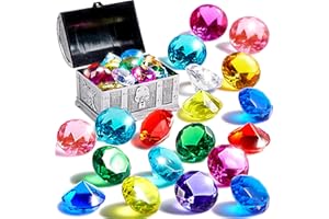 Sloosh Giocattolo da Piscina Diving Gems, 19 Grandi Diamanti Colorati con Scrigno dei Pirati, Giocattolo subacqueo per Bambini con Gemme subacquee, Regalo per l'allenamento al Nuoto