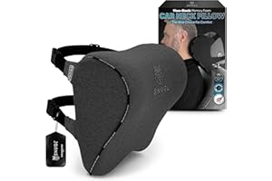 SNUGL Car Headrest Pillow | Memory Foam Car Neck Pillow - Car Seat Head Support with Two Adjustable Straps & Removable Cover, Head Rest Pillow for Car with Ergonomic Design (Grey)