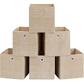 SONGMICS Storage Boxes, Set of 6, Foldable, 30 x 30 x 30 cm | For Shelves, Non Woven Fabric with Metal Grommet, Clothing Stor