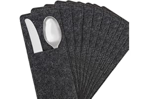 ‎MIQIO Miqio ® - Design Bestecktaschen aus Filz abwaschbar | 10er-Set |Skandinavische Deko - passend Tischsets, Platzsets, Tischdecken | Dunkelgrau Anthrazit
