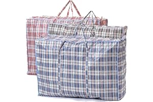 VIROSA EXTRA LARGE Strong and Durable Laundry Bags | PACK of 3 | 80cm x 60cm | Ideal for Laundry/Moving House/Shopping/Storage | Reusable Store Zip Bag, Red, Black, Blue