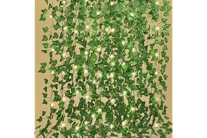 RECUTMS Fake Vines 12 Pack 86 FT Artificial Ivy with 100 LED String Light Leaves Wall Leaf Plants Greenery Garland Hanging Plant Vine for Room Garden Office Wedding Decor