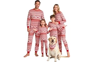 LUSLOVE Matching Christmas Pyjamas for Family - Xmas Pjs Set Soft Long Sleeve Nightwear for Women Men Kids