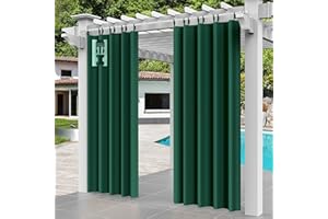 Comlax Outdoorvorhänge - Wasserdicht Outdoor Vorhang Balkon Terrasse Vorhängel UV Schutzmittel und Winddicht Vorhang, Balkon sichtschutz Vorhänge für Veranda/Pavillons 1 Stück, Grün 132x215cm