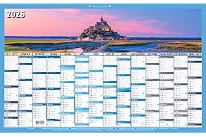 Exacompta 34015E - Calendrier annuel illustration France - 65 x 40,5 cm - Décembre 2025 à janvier 2027