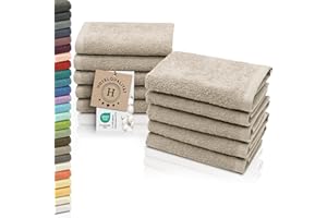 ZOLLNER 10er Set Seiftücher - weiche und saugstarke Waschlappen - waschbar bis 95°C - Baumwolle - 30x30 cm in Cappuccino