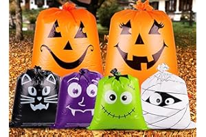 POPGIFTU Halloween Garden Waste Bags-12Pcs Leaves Bags, Durable Leaf Storage Refuse Bags, Plastic Garden Lawn Waste Sacks, Yard Trash Bags for Decoration Halloween Exterieur