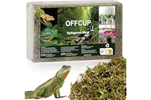 OFFCUP Sfagno per Piante 500g Muschio di Sfagno Terrario Rettile Compresso Sphagnum Moss di Alta qualità per Rettili Muschio Verde Vivo per Terrari Schiusi Sfagni Forestali Substrato