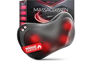 Wellax - Massagekissen mit Wärmefunktion & 360° Drehung - Shiatsu Nackenmassagegerät mit 3 Geschwindigkeiten für Schultern & 