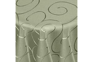 DECOHOMETEXTIL Kringel/Circle Tafeldecke Form, Größe & Farbe wählbar- Rund 135 cm - Hellgrün Damast Tischdecke