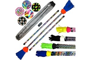 FLAMES N GAMES FLOWER STICKS Art Deco Flower Stick Set (5 Unique Designs) Including Hand Sticks With 2 mm Ultra Grip Silicone Flower Sticks Lunastix For Beginners And Professionals.
