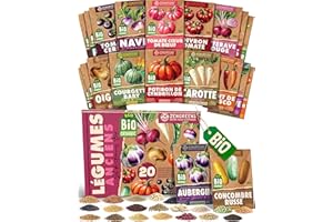 ZenGreens® - Kit de graines de légumes anciens bio - 20 variétés pour une culture facile dans le jardin, sur le balcon ou dans une jardinière surélevée - Semences légumes