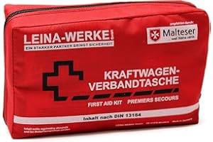 Leina 13164 Trousse de Secours Compacte pour Véhicule sans Velcro, Rouge/Noir/Blanc