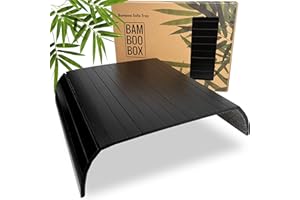 ‎BAM BOO BOX BAM BOO BOX Sofa Tray - 100% Plastic-Free - Couch Tray Made of Bamboo - Armrest Tray Flexible - Armrest Protector - Drink Holder Sofa - Sofa Tray in Black