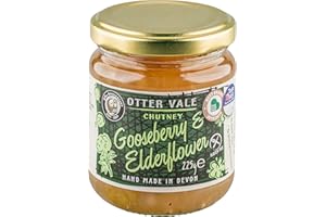 Otter Vale Gooseberry and Elderflower Chutney, Gooseberry Fruit with More Than a hint of elderflower, Hand-Made in Devon, Gluten-Free, 225 g Glass jar