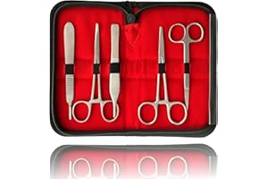 SUNGLOW Sezierset Disección Sezierbesteck Preparación Inclusive 5 Escalpelo y Nailon Hilos para Coser