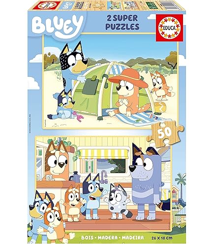 Set 2 puzzles x 25 pièces Educa Bluey en bois