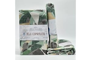 Riad Arredo Telo Arredo Copridivano Copritutto Moderno - Granfoulard Arredo Copriletto in Cotone Varie Fantasie - Tela Robusta Resistente Made in Italy (Picasso Verde, 2 Piazze - 250x280 cm)