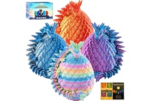 Mydethun 3D Printed Dragon Egg, for Kids, 27 Joints Articulated Dragon Toys, Fidget Collectible Fantasy Decor, Educational Rewards, Set of 4 Mystery Eggs
